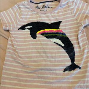 Mini Boden Pink Striped Shirt with Sequin Orca